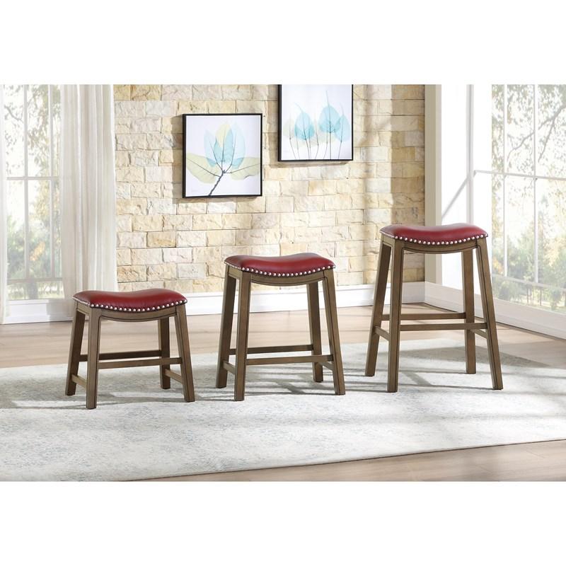 Large Picture of Homelegance Ordway 5682RED-18 18 Dining Stool, Red