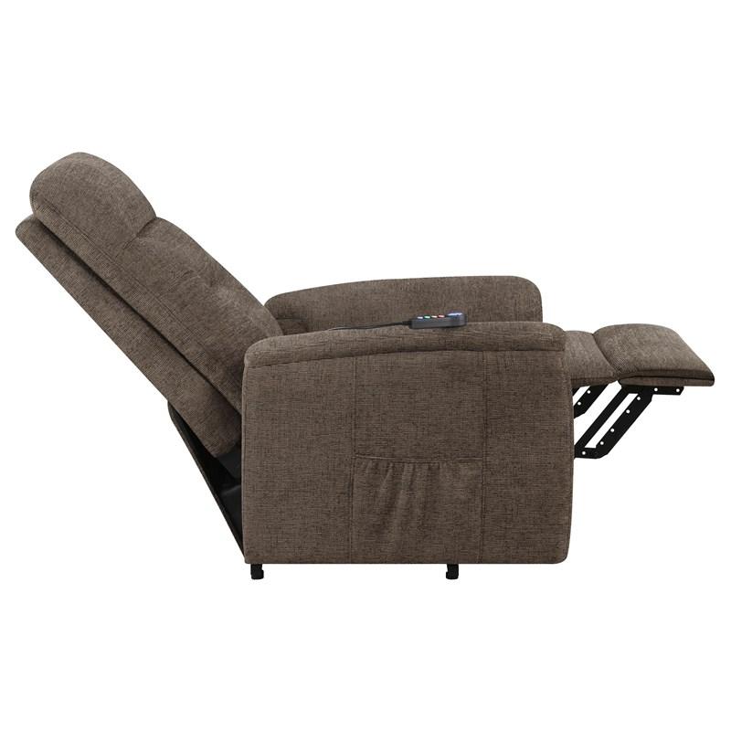 Large Picture of Coaster Furniture Henrietta 609404P Upholstered Power Lift Massage Chair - Brown