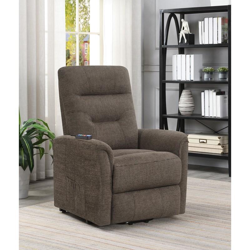 Large Picture of Coaster Furniture Henrietta 609404P Upholstered Power Lift Massage Chair - Brown