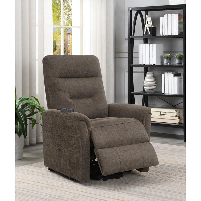 Large Picture of Coaster Furniture Henrietta 609404P Upholstered Power Lift Massage Chair - Brown