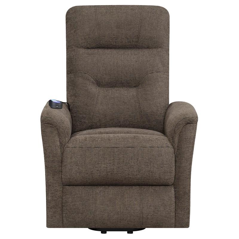 Large Picture of Coaster Furniture Henrietta 609404P Upholstered Power Lift Massage Chair - Brown