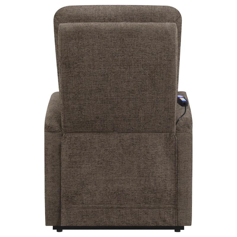 Large Picture of Coaster Furniture Henrietta 609404P Upholstered Power Lift Massage Chair - Brown