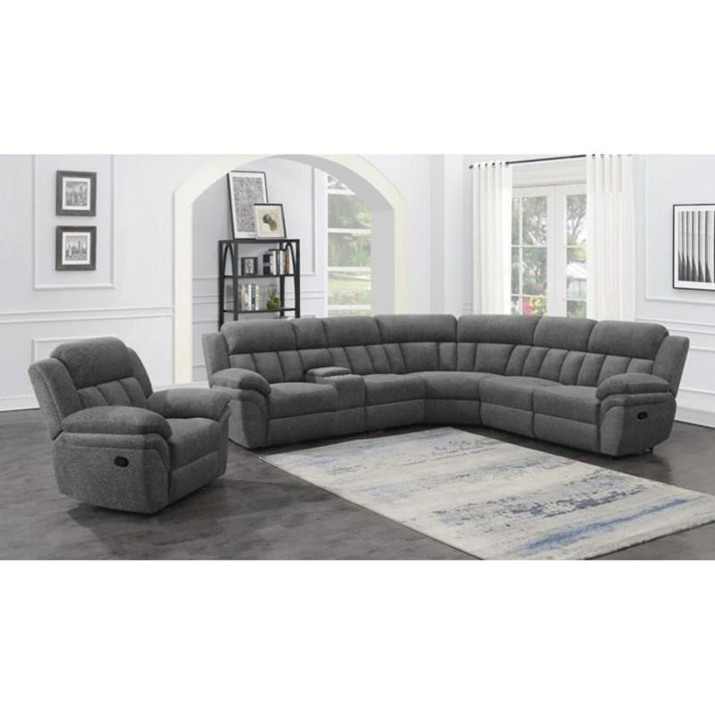 Large Picture of Coaster Furniture Bahrain 609543 Upholstered Glider Recliner - Charcoal