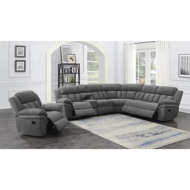 Large Picture of Coaster Furniture Bahrain 609543 Upholstered Glider Recliner - Charcoal