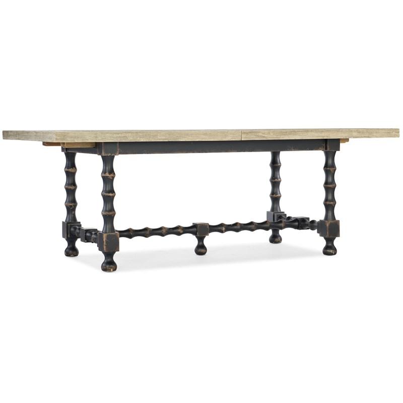 Hooker Furniture 5805-75200-80 Ciao Bella 84in Trestle Table with 2-18in Leaves-Flaky White/Black