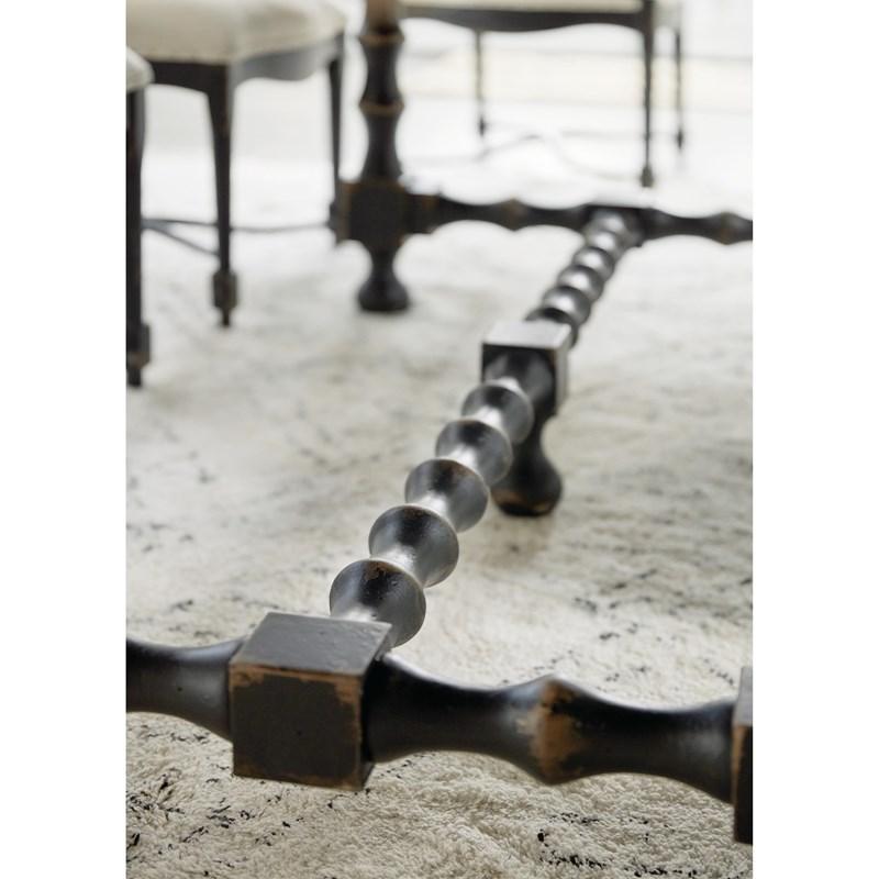 Large Picture of Hooker Furniture 5805-75200-80 Ciao Bella 84in Trestle Table with 2-18in Leaves-Flaky White/Black