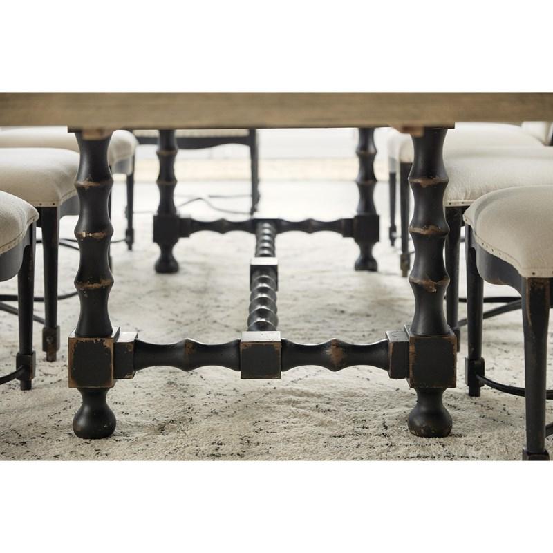 Large Picture of Hooker Furniture 5805-75200-80 Ciao Bella 84in Trestle Table with 2-18in Leaves-Flaky White/Black