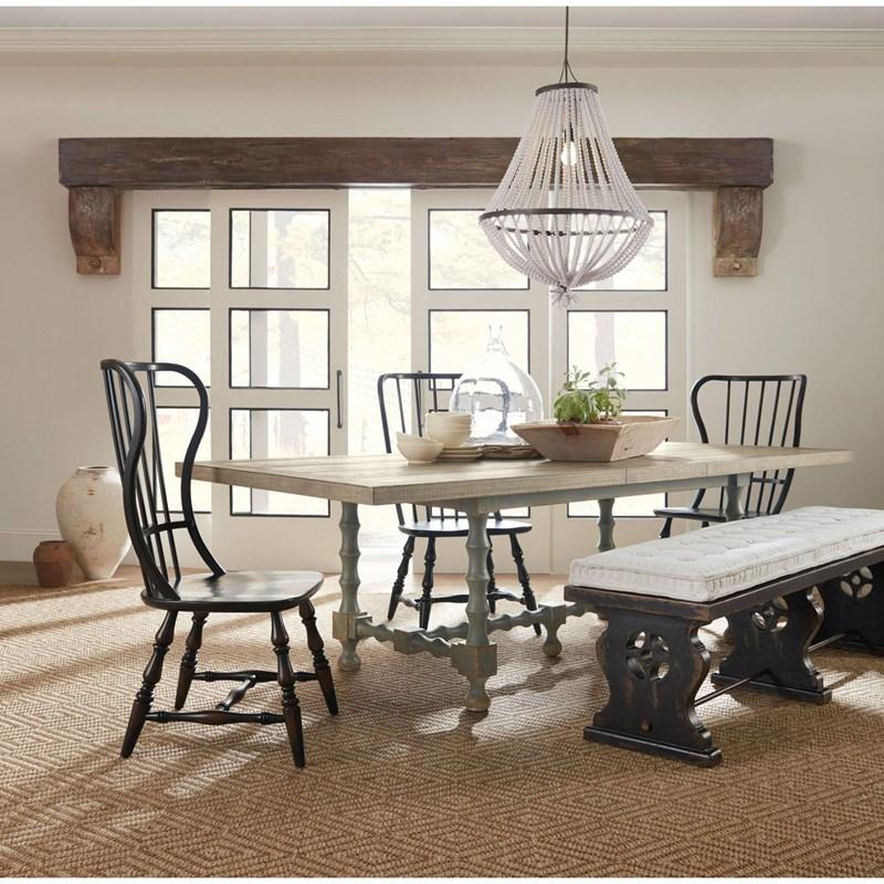 Large Picture of Hooker Furniture 5805-75200-85 Ciao Bella 84in Trestle Table with 2-18in Leaves-Natural/Gray