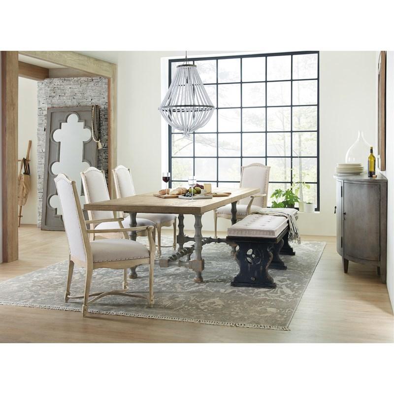 Large Picture of Hooker Furniture 5805-75200-85 Ciao Bella 84in Trestle Table with 2-18in Leaves-Natural/Gray