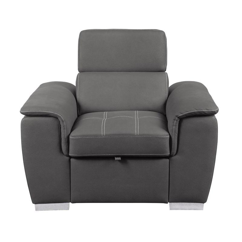 Homelegance Ferriday 8228GY-1 Chair with Pull-out Ottoman