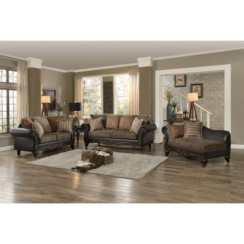 Large Picture of Homelegance Thibodaux 8233TT-2 Loveseat - 2-Tone Brown