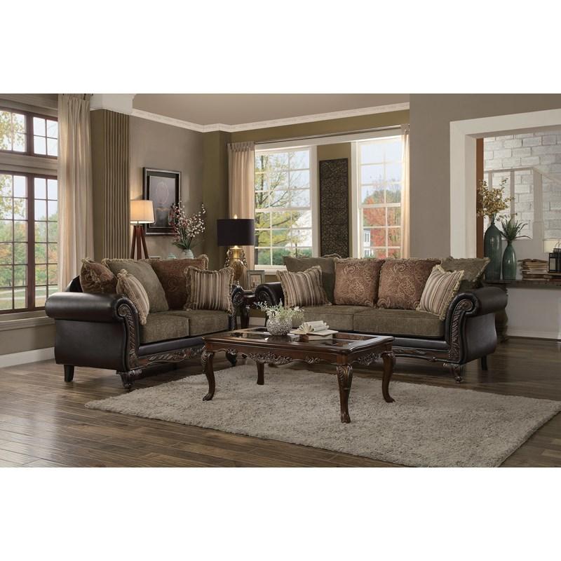 Large Picture of Homelegance Thibodaux 8233TT-2 Loveseat - 2-Tone Brown