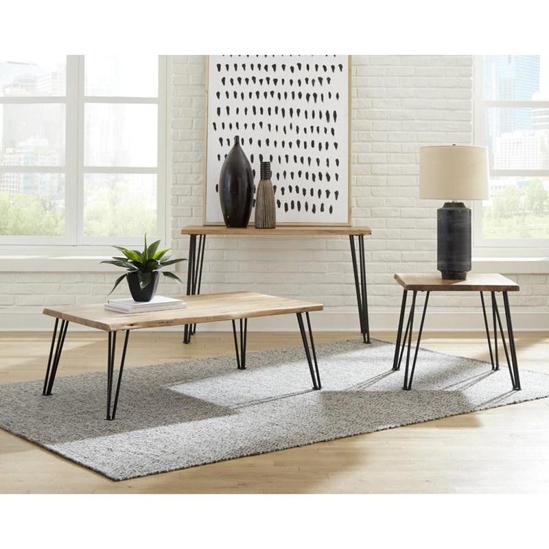 Large Picture of Coaster Furniture Zander 723498 Rectangular Wood Top Coffee Table - Natural Brown