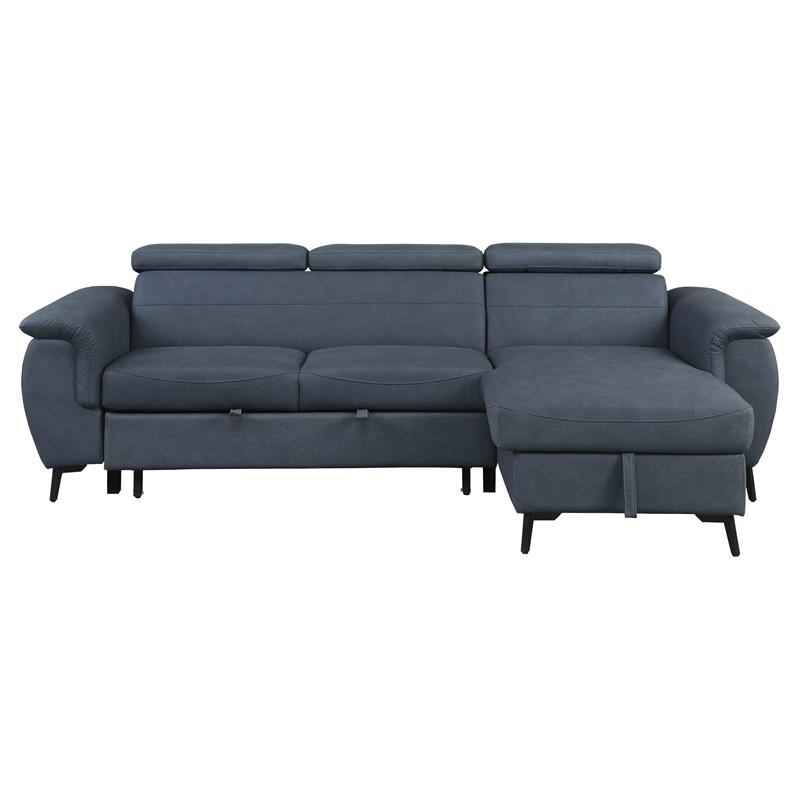 Homelegance Cadence 9403BU*SC 2 pc Reversible Sectional with Pull-out Bed and Hidden Storage