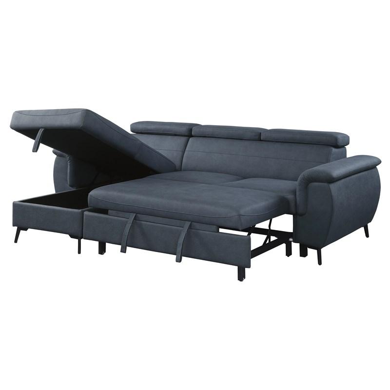 Large Picture of Homelegance Cadence 9403BU*SC 2 pc Reversible Sectional with Pull-out Bed and Hidden Storage