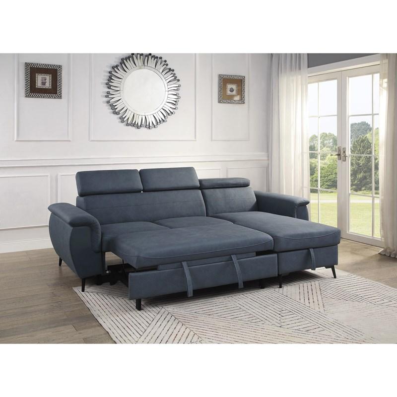 Large Picture of Homelegance Cadence 9403BU*SC 2 pc Reversible Sectional with Pull-out Bed and Hidden Storage