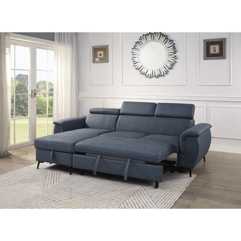 Large Picture of Homelegance Cadence 9403BU*SC 2 pc Reversible Sectional with Pull-out Bed and Hidden Storage