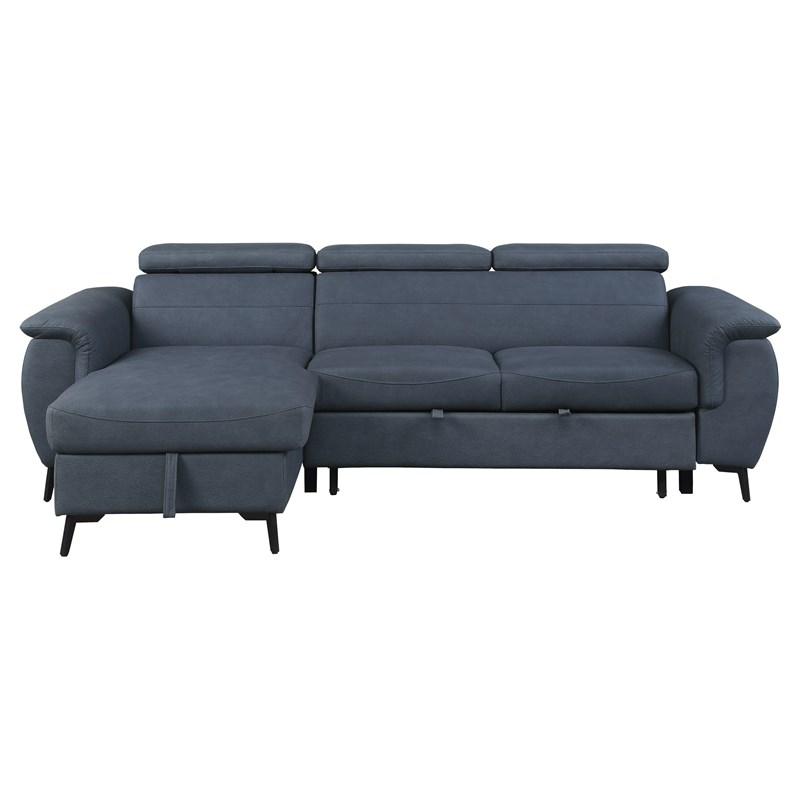 Large Picture of Homelegance Cadence 9403BU*SC 2 pc Reversible Sectional with Pull-out Bed and Hidden Storage