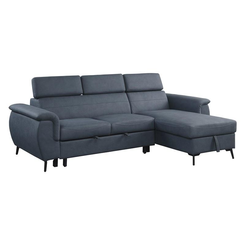 Large Picture of Homelegance Cadence 9403BU*SC 2 pc Reversible Sectional with Pull-out Bed and Hidden Storage