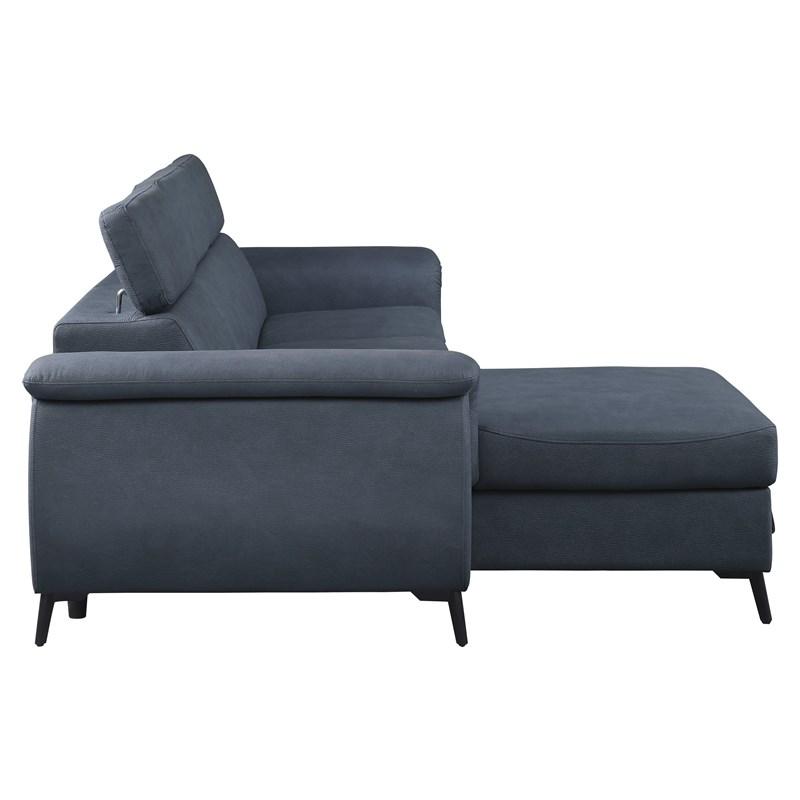 Large Picture of Homelegance Cadence 9403BU*SC 2 pc Reversible Sectional with Pull-out Bed and Hidden Storage
