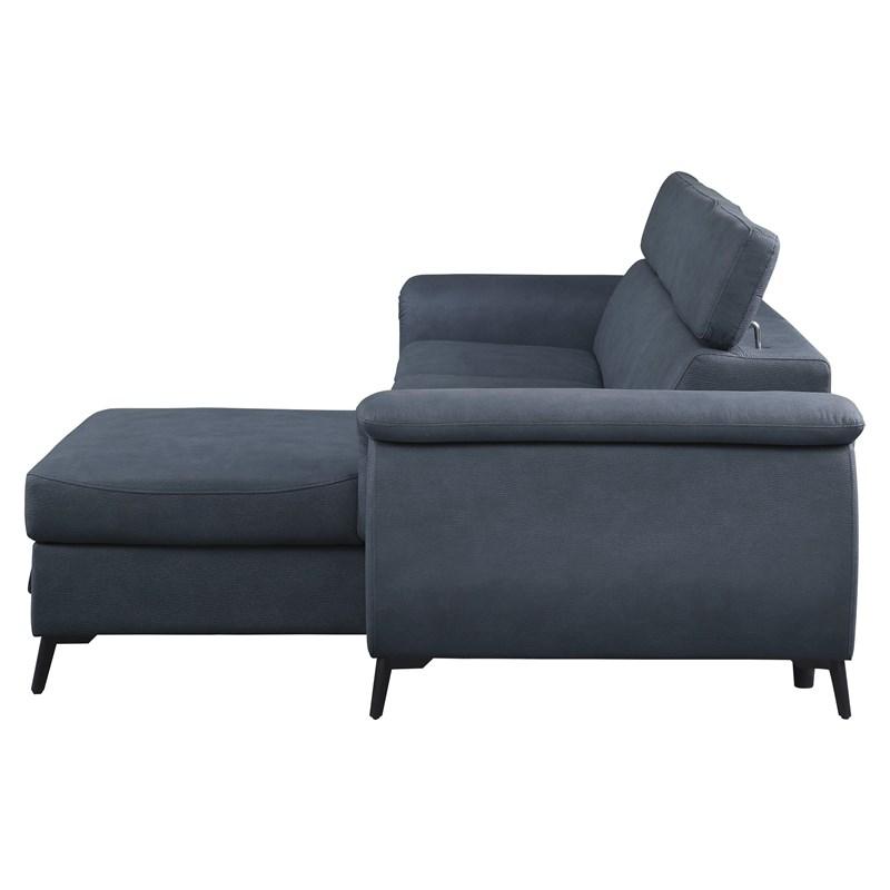 Large Picture of Homelegance Cadence 9403BU*SC 2 pc Reversible Sectional with Pull-out Bed and Hidden Storage
