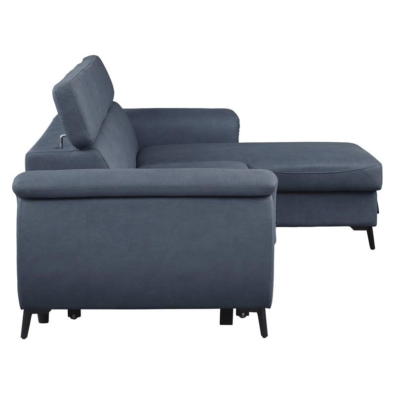 Large Picture of Homelegance Cadence 9403BU*SC 2 pc Reversible Sectional with Pull-out Bed and Hidden Storage