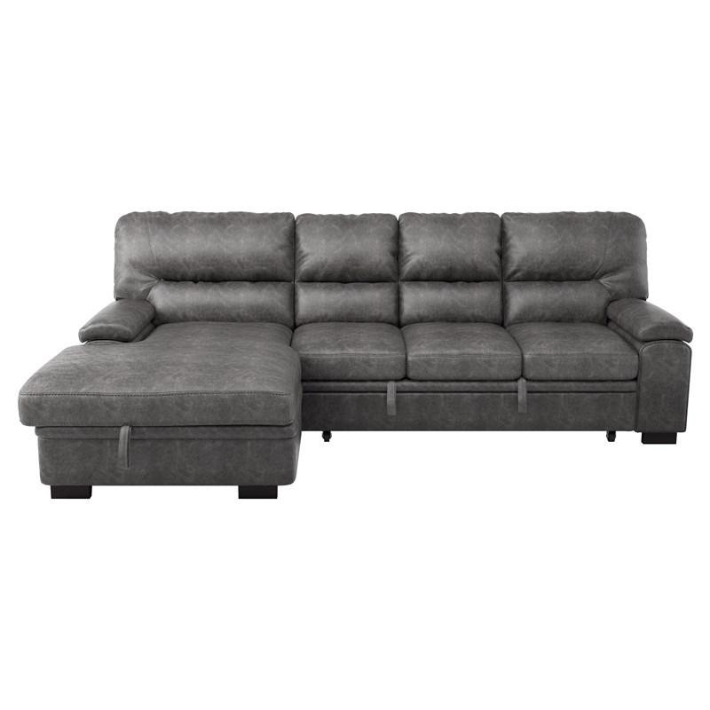 Homelegance Michigan 9407DG*2LC3R 2 pc Sectional with Pull-out Bed and Left Chaise with Hidden Storage