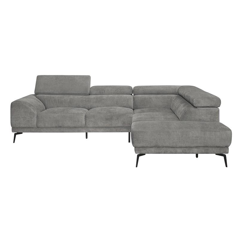 Homelegance Medora 9409GRY*SC 2 pc Sectional with Adjustable Headrests and Right Chaise