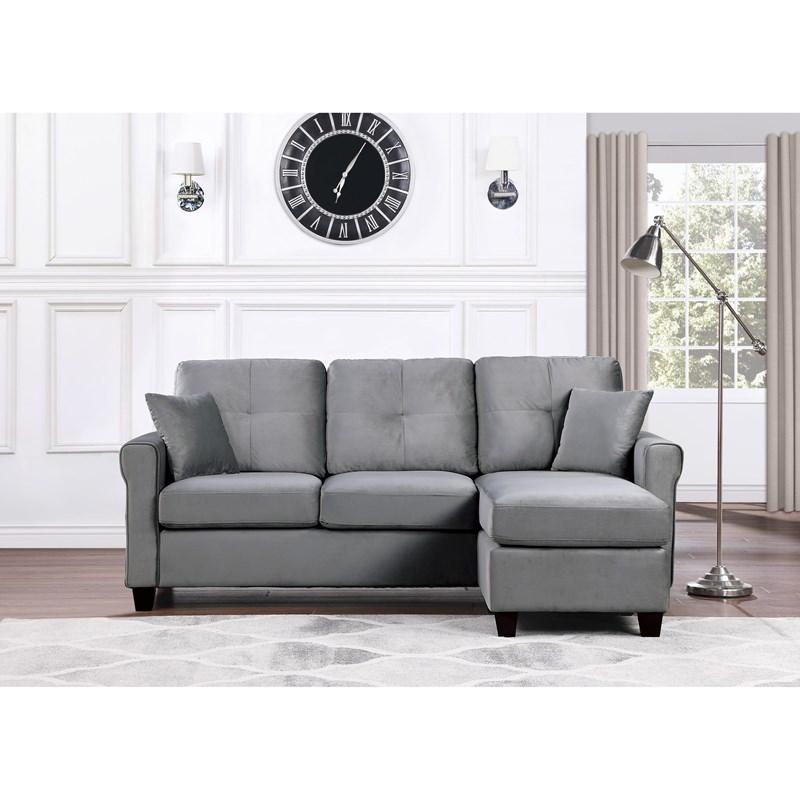 Large Picture of Homelegance Monty 9411GY-3SC Reversible Sofa Chaise - Grey