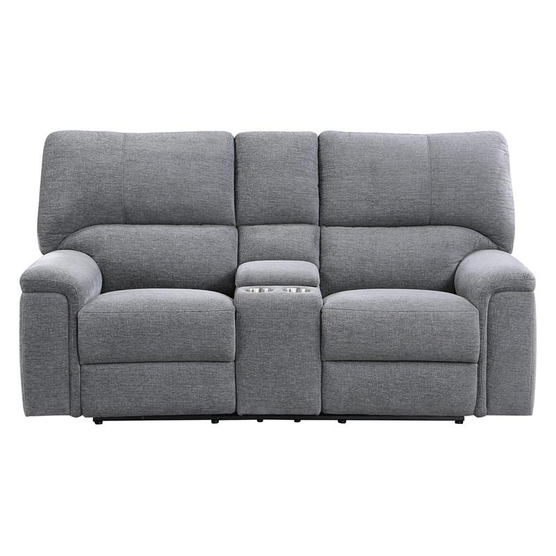 Homelegance Dickinson 9413CC-2PWH Power Double Reclining Love Seat with Center Console and Power Headrests