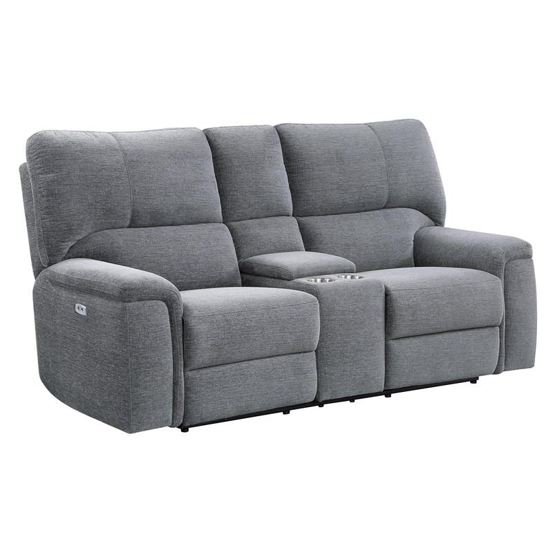 Large Picture of Homelegance Dickinson 9413CC-2PWH Power Double Reclining Love Seat with Center Console and Power Headrests