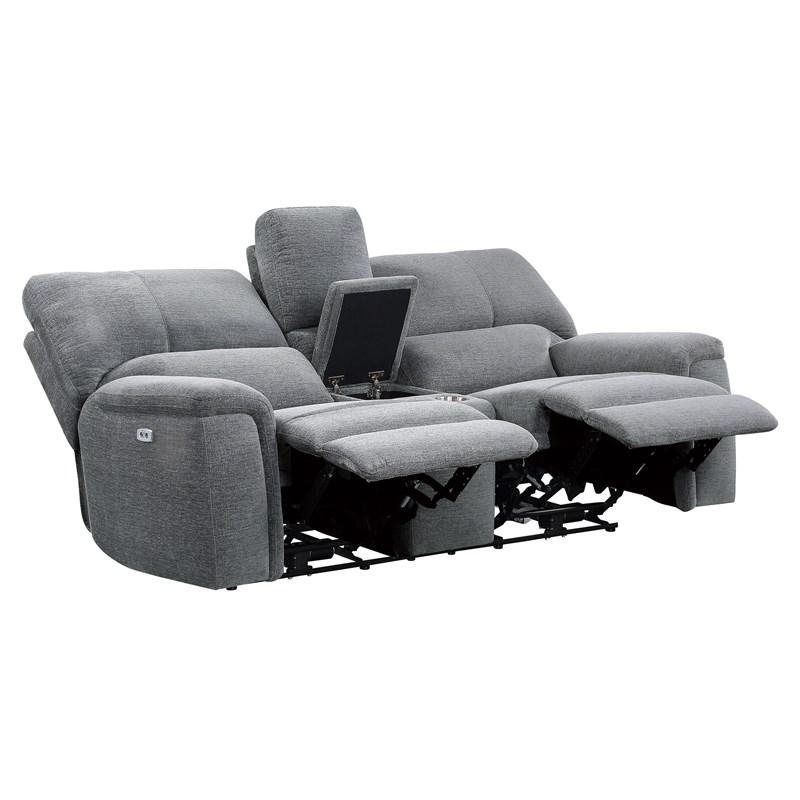 Large Picture of Homelegance Dickinson 9413CC-2PWH Power Double Reclining Love Seat with Center Console and Power Headrests
