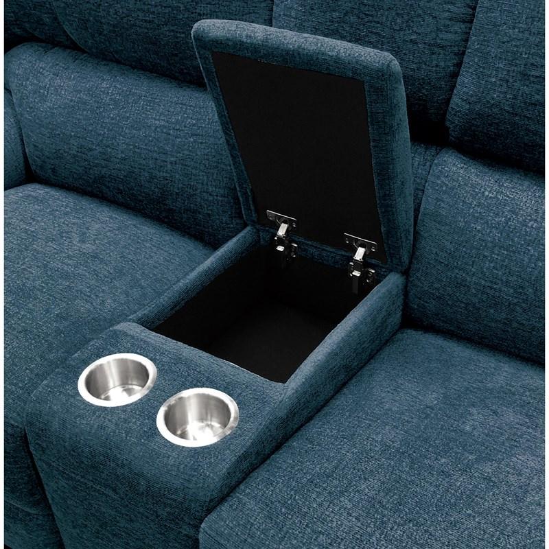 Large Picture of Homelegance Dickinson 9413IN-2 Double Reclining Love Seat with Center Console - Indigo