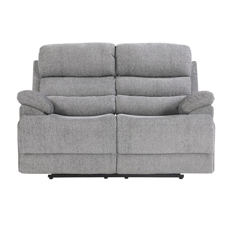 Homelegance Sherbrook 9422FS-2PWH Power Double Reclining Love Seat with Power Headrests and USB Ports - Grey
