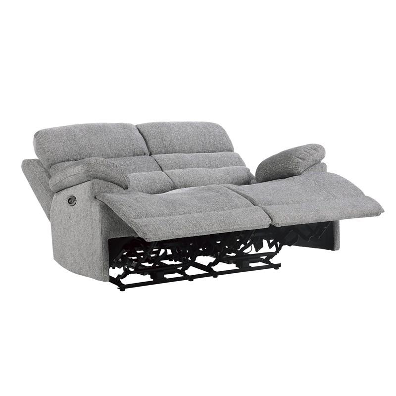 Large Picture of Homelegance Sherbrook 9422FS-2PWH Power Double Reclining Love Seat with Power Headrests and USB Ports - Grey