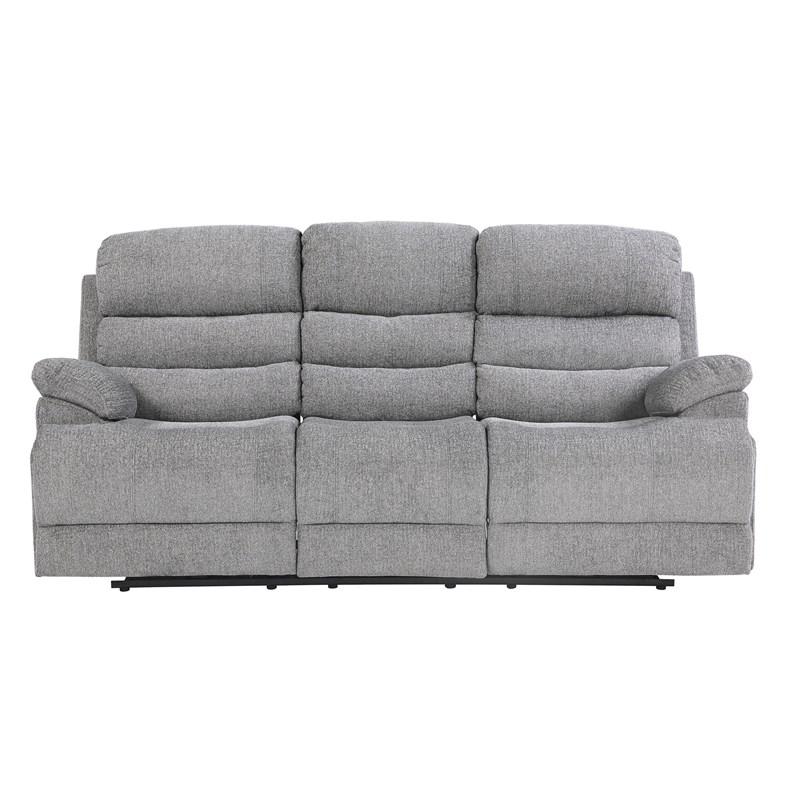 Homelegance Sherbrook 9422FS-3PWH Power Double Reclining Sofa with Power Headrests and USB Ports - Grey