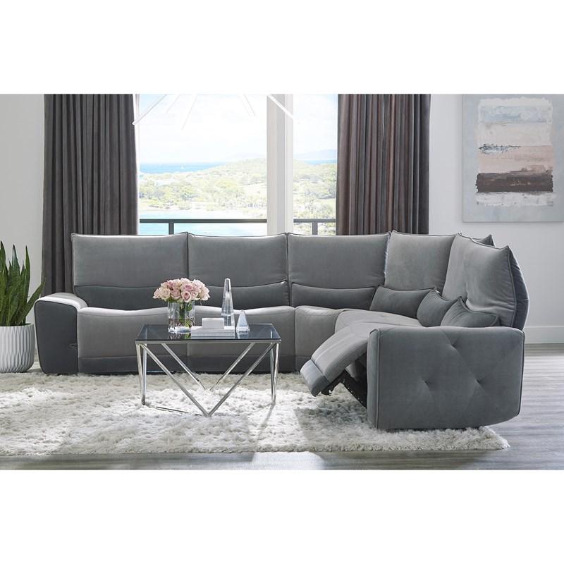 Large Picture of Homelegance Helix 9459GY*5SCPW 5 pc Power Reclining Sectional with Adjustable Headrests