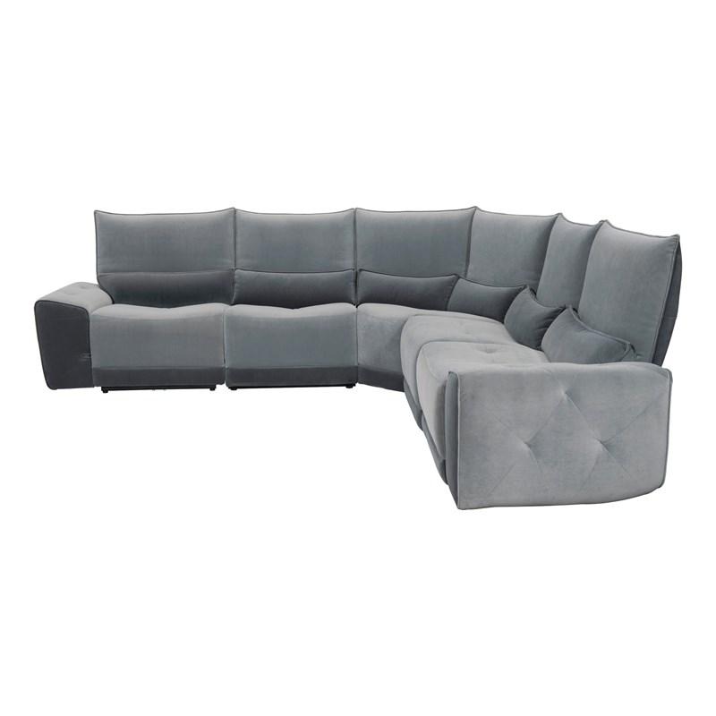 Large Picture of Homelegance Helix 9459GY*5SCPW 5 pc Power Reclining Sectional with Adjustable Headrests