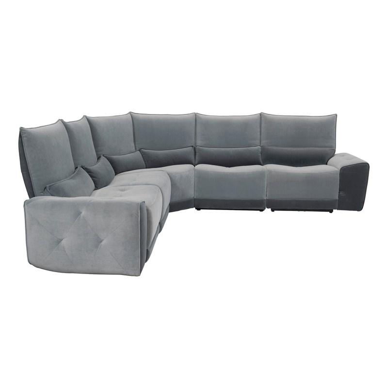 Large Picture of Homelegance Helix 9459GY*5SCPW 5 pc Power Reclining Sectional with Adjustable Headrests