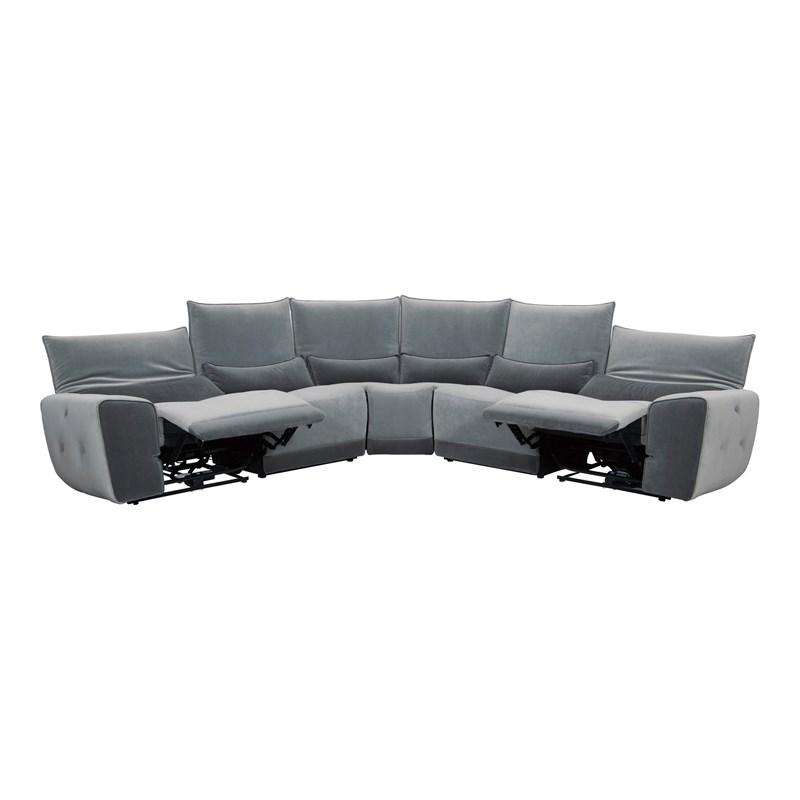 Large Picture of Homelegance Helix 9459GY*5SCPW 5 pc Power Reclining Sectional with Adjustable Headrests