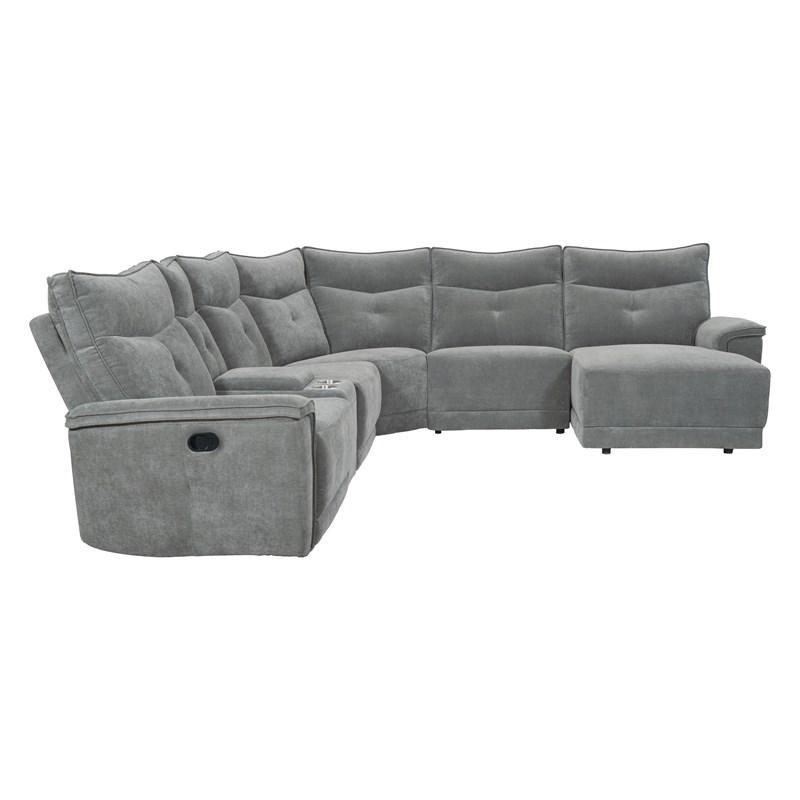 Homelegance Tesoro 9509DG*6LR5R 6 pc Modular Reclining Sectional with Right Chaise