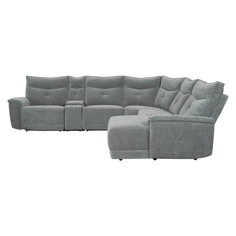Large Picture of Homelegance Tesoro 9509DG*6LR5R 6 pc Modular Reclining Sectional with Right Chaise