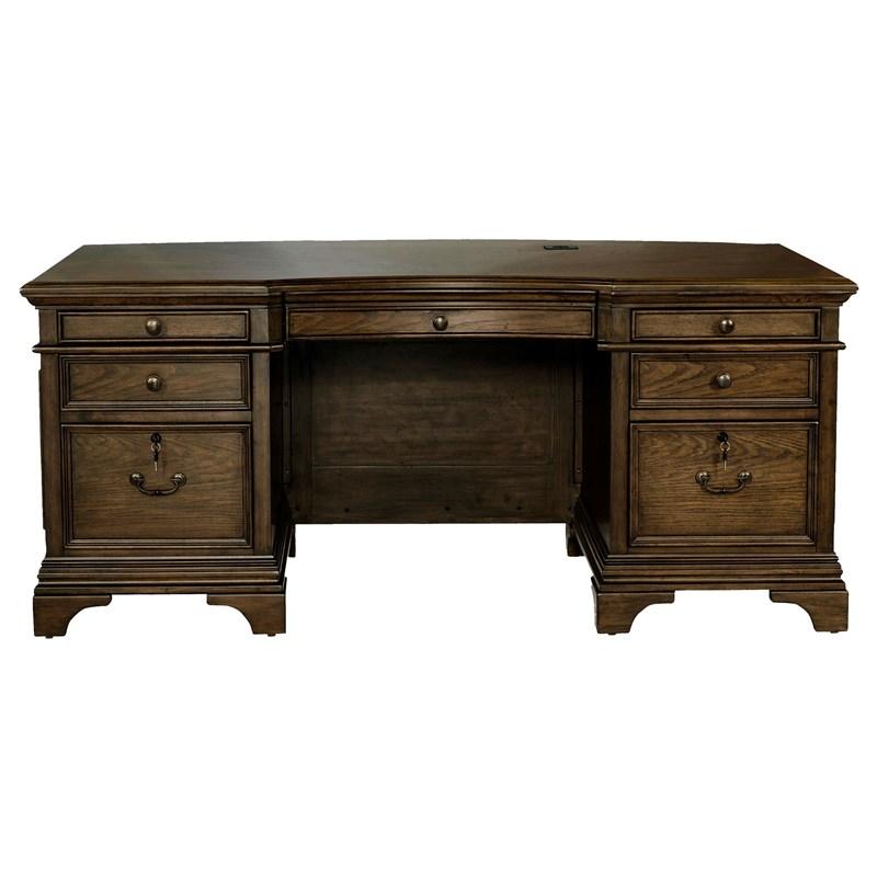 Large Picture of Coaster Furniture Hartshill 881281 72-inch 7-Drawer Executive Desk - Burnished Oak