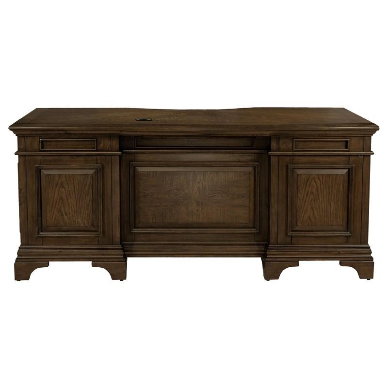 Large Picture of Coaster Furniture Hartshill 881281 72-inch 7-Drawer Executive Desk - Burnished Oak