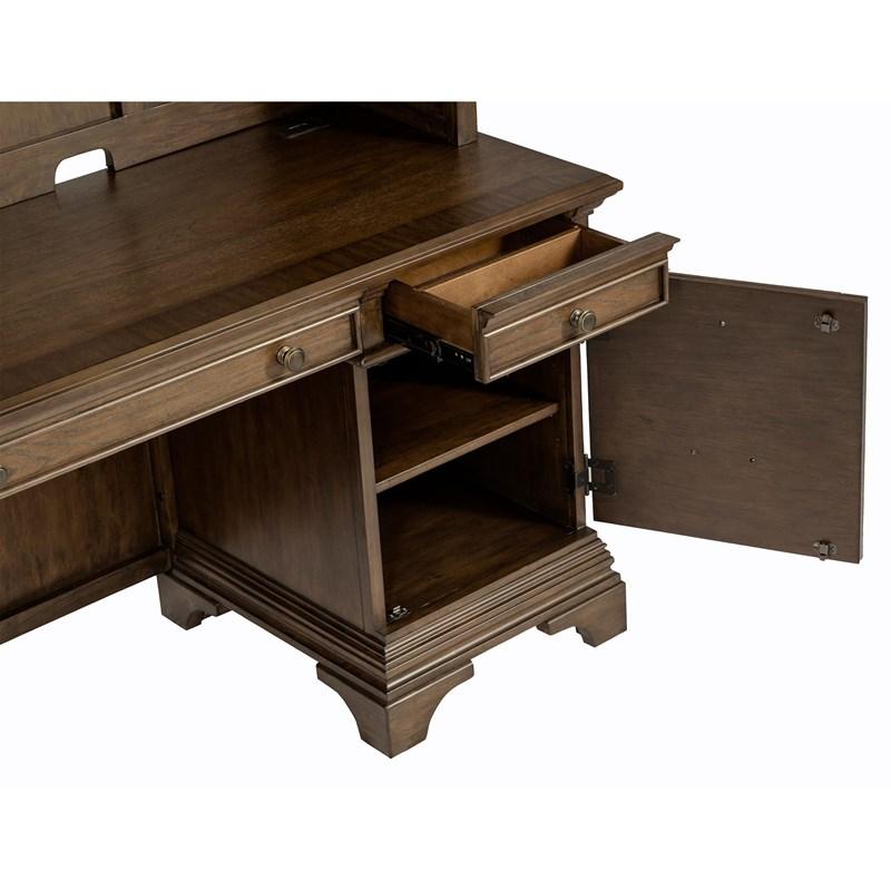 Large Picture of Coaster Furniture Hartshill 881282 66-inch 5-Drawer Credenza Office Desk - Burnish Oak