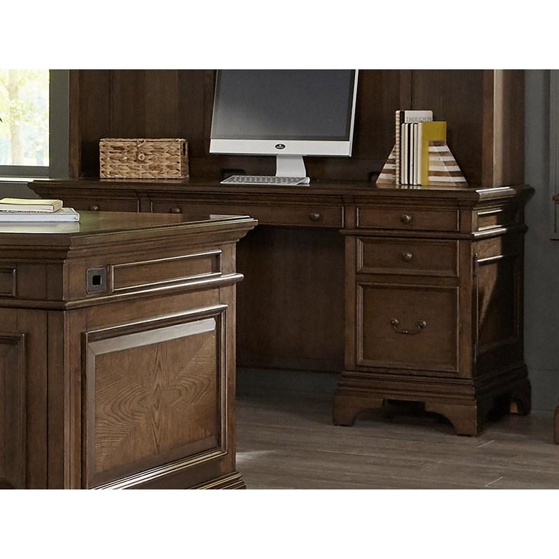 Large Picture of Coaster Furniture Hartshill 881282 66-inch 5-Drawer Credenza Office Desk - Burnish Oak