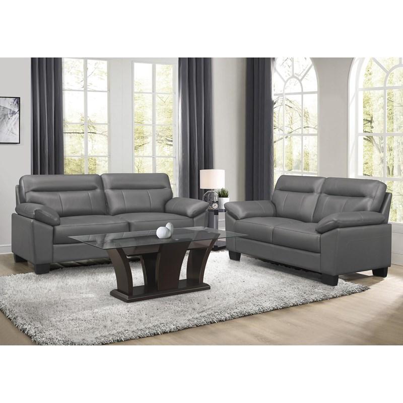 Large Picture of Homelegance Denizen 9537DGY-2 Love Seat - Dark Grey