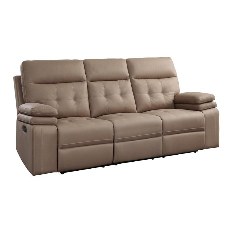 Large Picture of Homelegance Millington 9590BR-3PWH Power Double Reclining Sofa w/Power Headrest - Brown