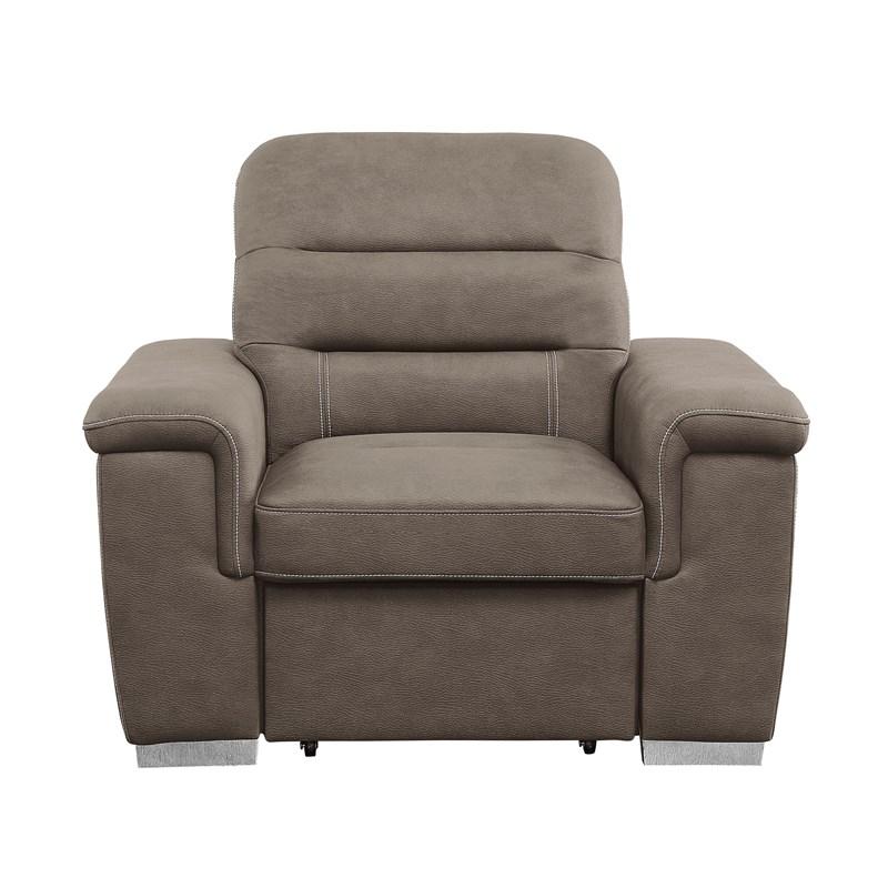 Homelegance Alfio 9808STP-1 Chair with Pull-Out Ottoman - Taupe
