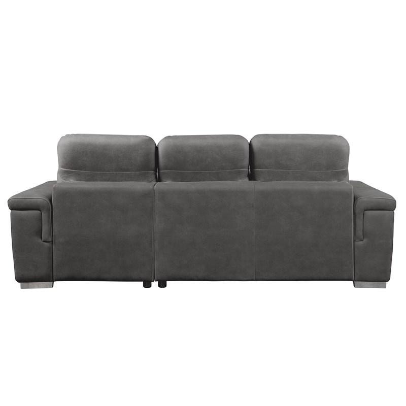 Large Picture of Homelegance Alfio 9808SGY*SC 2 pc Sectional with Adjustable Headrests, Pull-out Bed and Right Chaise